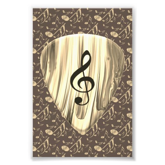 Golden Plectron – Stijlvol design voor muziekliefh Foto Afdruk (Voorkant)