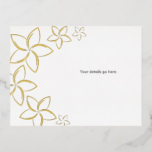 Golden Plumeria Mariage Enclôture Carte Real Foil