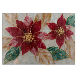 Golden Poinsettias – Elegant Christmas Snijplank