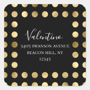 Golden Polka Dot Adresse de retour Sticker rond