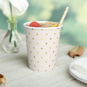 Golden Polka Dot Pattern Cups Papieren Bekers