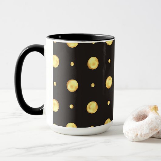Golden Polka Dot Two-Tone Mug, 15 oz Mok (Met donut)