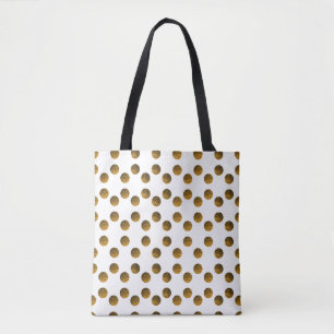 Golden polka dots canvas tas