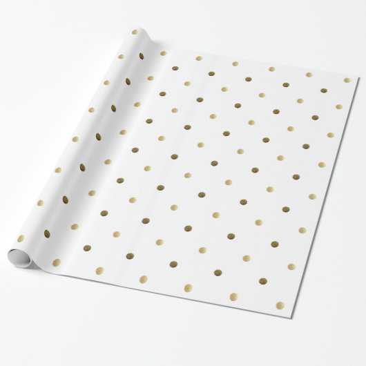 Golden Polka Dots Goud en Wit Modern Design Cadeaupapier (Uitgerold)