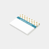 Golden Polka Dots met blauw Post-it® Notes (Schuin)