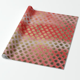 Golden Polka Dots patroon met kleurrijke schaduw Cadeaupapier