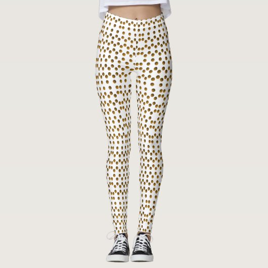 Golden Polka Dots Pattern Aangepaste Leggings (Voorkant)