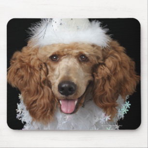 Golden Poodle Dog met een witte clown costuum Muismat
