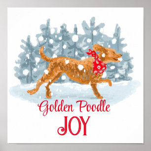 Golden Poodle Holiday Poster Happy dog geniet van