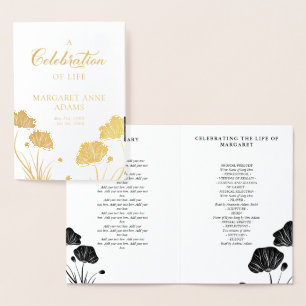 Golden Poppies Celebration of Life Funeral Program Folie Kaarten