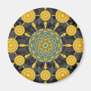 Golden Poppies Mandala Array Round Magnet Magneet