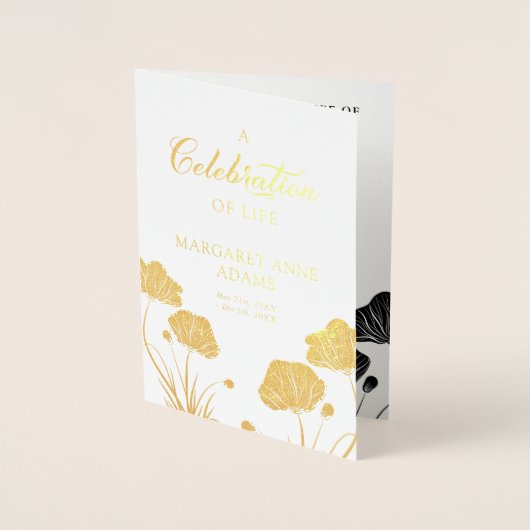 Golden Poppies Viering van het leven begrafenispro Folie Kaarten (Voorkant)