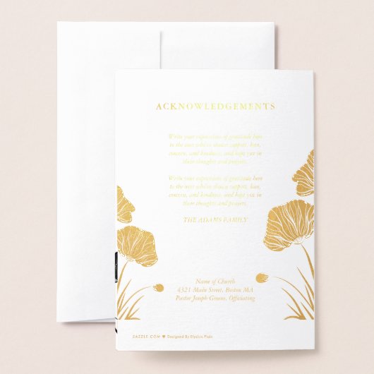 Golden Poppies Viering van het leven begrafenispro Folie Kaarten (Met envelop)