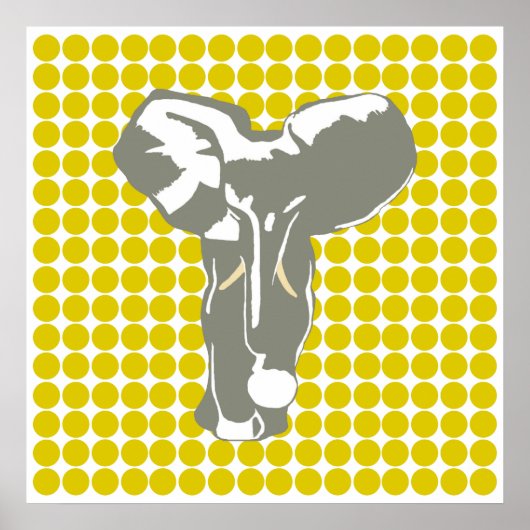 Golden Poppy Safari Dot with Pop Art Elephant Poster (Voorkant)