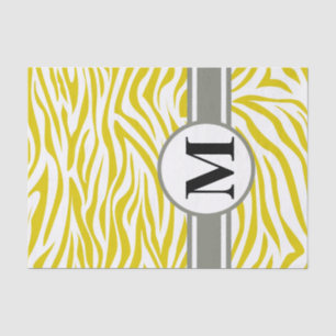 Golden Poppy Safari Zebra met monogram Tissuepapier