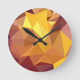 Golden Poppy Yellow Abstract Low Polygon Backgroun Ronde Klok