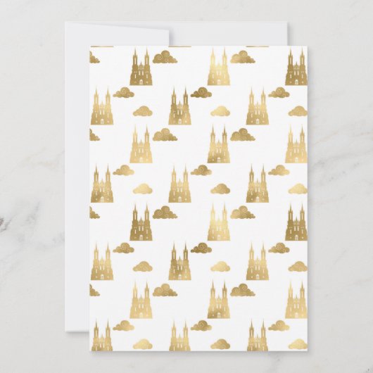 Golden Princess Castle Clouds Royal Magic Save The Date (Achterkant)