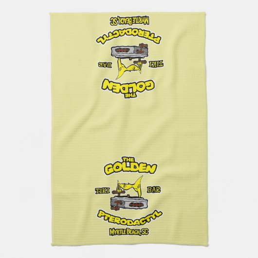 Golden Pterodactyl Tiki Bar Theedoek (Verticaal)