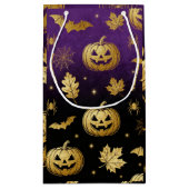 Golden Pumpkin Glow – Elegant Halloween Gift Bag Klein Cadeauzakje (Achterkant)