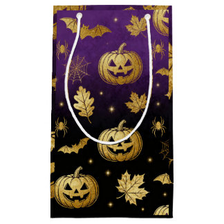 Golden Pumpkin Glow – Elegant Halloween Gift Bag  Klein Cadeauzakje