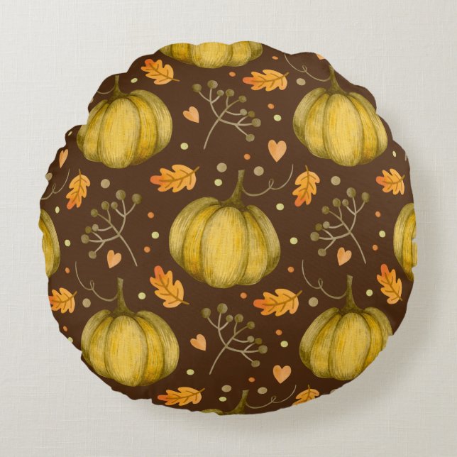 Golden Pumpkin Round Pillow Rond Kussen (Voorkant)