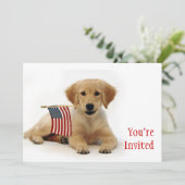 Golden Puppy en Amerikaanse vlag Kaart (Staand voorkant)