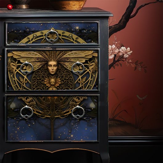 Golden Queen Bee Steampunk Art Nouveau Tissuepapier