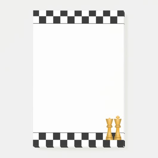 Golden Queen & King op Black & White Chess Post-it Post-it® Notes (Voorkant)