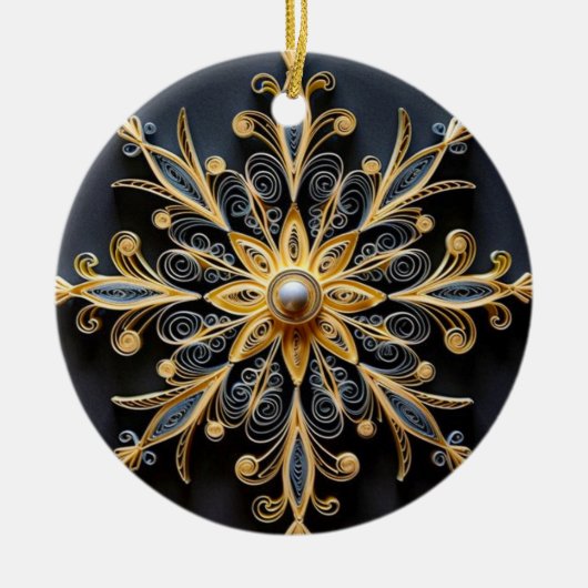 Golden Quilled Snowflake Ornament (Voorkant)