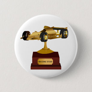 Golden Race Car Trophy Ronde Button 5,7 Cm
