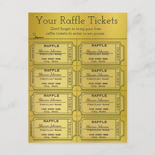 Golden Raffle Tickets Briefkaart (Voorkant)