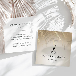 Golden Rain Haarstylist Scissors Vierkante Visitekaartje