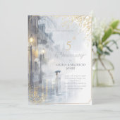 Golden Rain Romance trouwdag Kaart (Staand voorkant)