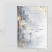 Golden Rain Romance trouwdag Kaart (Voorkant / Achterkant)