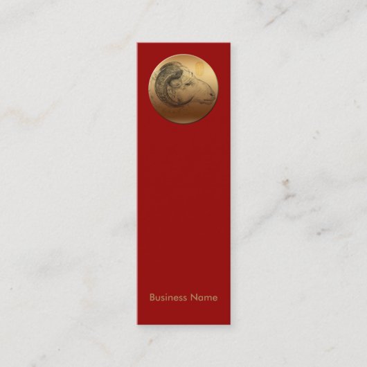 Golden Ram Chinese nieuwjaarskaarten Zodiac B Mini Visitekaartje (Voorkant)