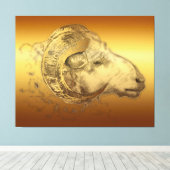 Golden Ram Chinese Zodiac Canvas Afdruk (Insitu (Houten vloer))