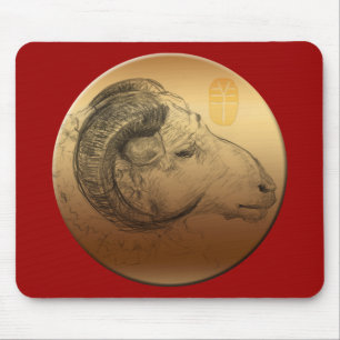 Golden Ram Year Chinese Astrolgy Zodiac Mousepad Muismat