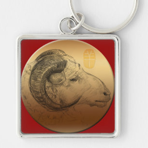 Golden Ram Year Chinese Astrology Zodiac Sleutelha Sleutelhanger