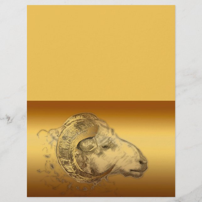 Golden Ram Year Chinese Zodiac Aries Letterhead (Voorkant)
