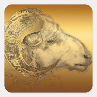 Golden Ram Year Chinese Zodiac Aries Square Stick Vierkante Sticker