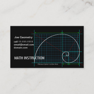 Golden Ratio, Fibonacci Spiral, kleurentekening Visitekaartje
