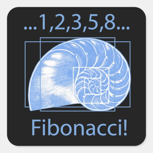 Golden Ratio, Fibonacci Spiral Vierkante Sticker (Voorkant)