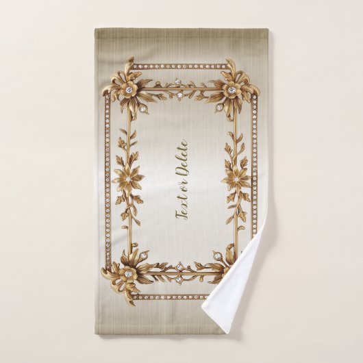 Golden Rechthoek Dimond Flowers Shiny Bad Handdoek (Handdoek)