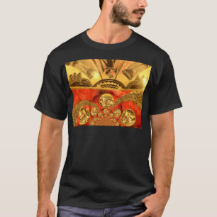 Golden red Afrikaanse traditionele kunst T-shirt