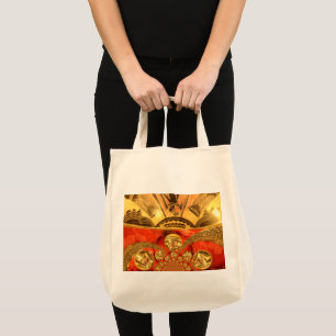Golden red Afrikaanse traditionele kunst Tote Bag