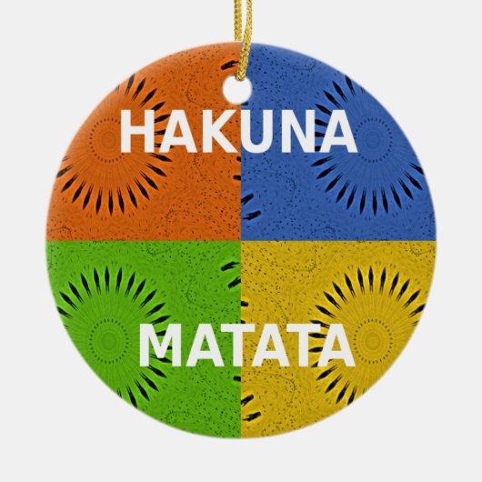 Golden Red Blue Hakuna Matata Keramisch Ornament (Voorkant)
