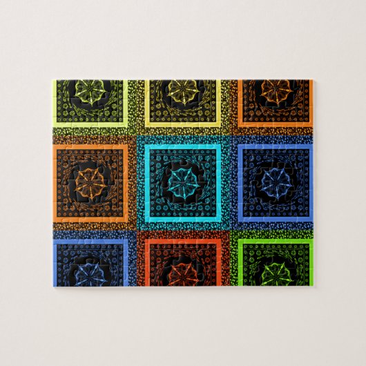 Golden Red Blue Masai Traditionele kleuren Legpuzzel (Horizontaal)