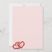 Golden red hearts wedding invitation (Dos)