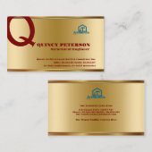 Golden & Red Layers Monogram Initial Founder CEO B Visitekaartje (Voorkant / Achterkant)