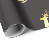 Golden Reindeer Cadeaupapier (Rol Hoek)